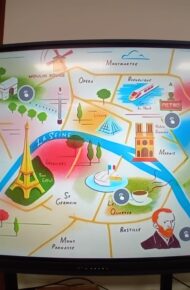 Mappa di Parigi con icone simboliche più importanti